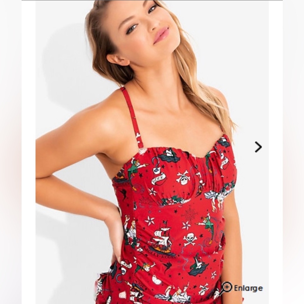 DISNEY PETER PAN Pirate Tattoo Retro ONE PIECE SWIMSUIT!